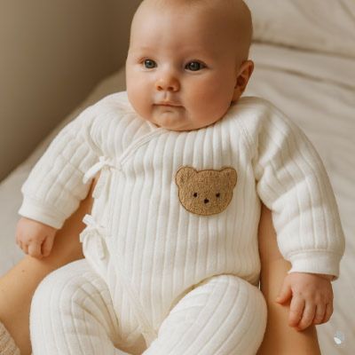 barboteuse bébé ourson blanc