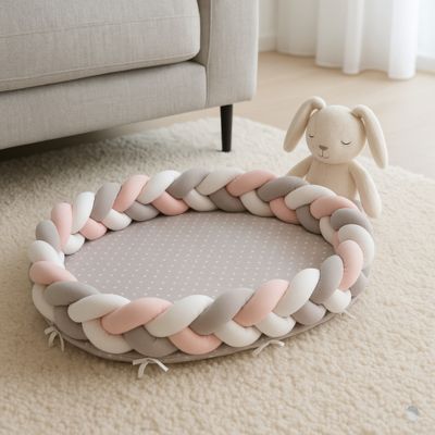 cocon bébé tressot gris blanc rose sécuritaire