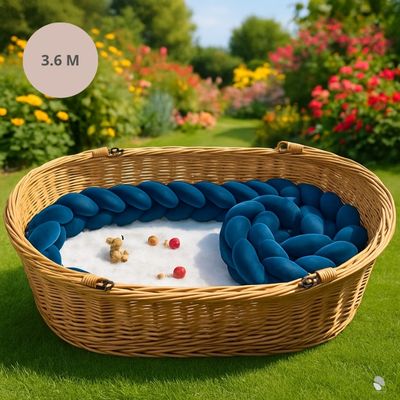 tour de lit tresse bleu marine 3.6 mètres