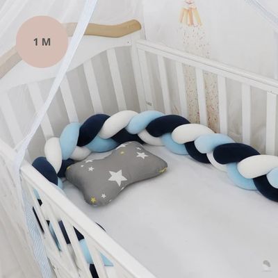 tresse de lit 1m azurine blanc bleu fonce bleu ciel