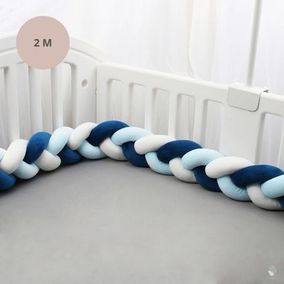 tresse de lit 2m azurine blanc bleu fonce bleu ciel