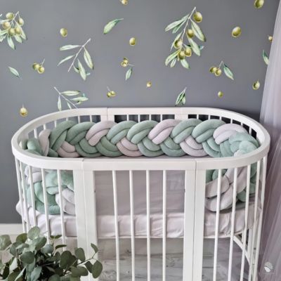 tresse-de-lit-bebe-vert-blanc-4-brins-robuste