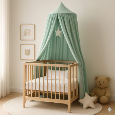 Ciel de lit bébé émeraude cocon de protection