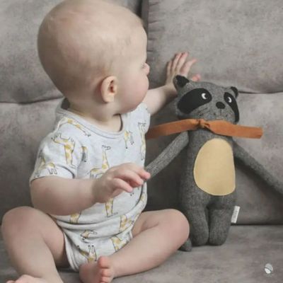doudou bebe animous raton laveur gris qualité