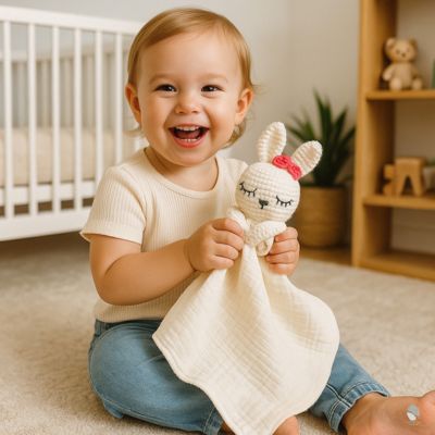 doudou lapin bebezen blanc