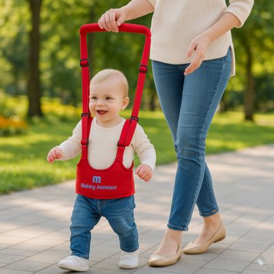harnais bebe rouge idéal pour premier pas