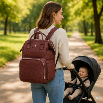 sac à dos à langer bourgogne pratique et élégant