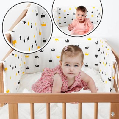 tour-de-lit-bebe-royaute-jaune-noir-fixation-solide