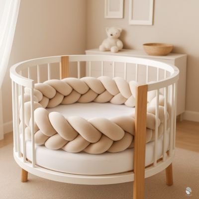 tour de lit tressé beige clair qualite