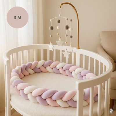 tour de lit tressé blanc rose blanc 3 metres secure