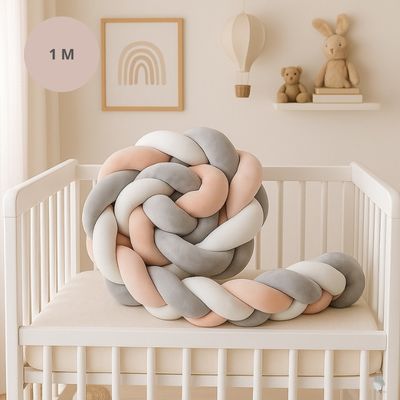tresse de lit bebe pastel rose gris blanc 1 metre
