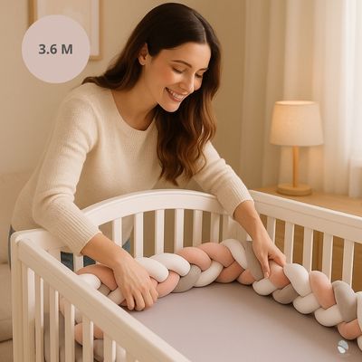 tresse de lit bébé pastel rose gris blanc 3.6 mètres