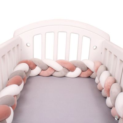 tresse-de-lit-bebe-pastel-rose-gris-blanc-rembourrage-coton