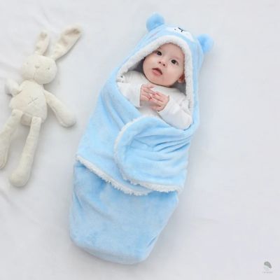 turbulette hiver animal ourson bleu douillet et confortable