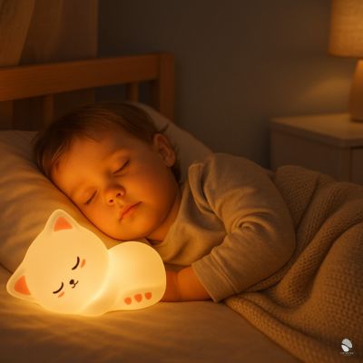veilleuse de nuit baby cat rose nuit sereine
