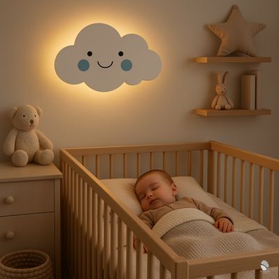 veilleuse murale bebe cloudy bleu sommeil serein 