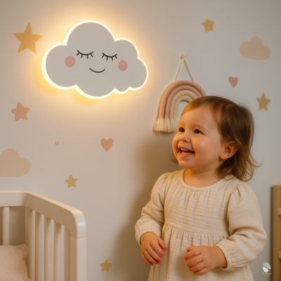 veilleuse murale bebe cloudy rose chambre petite fille