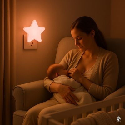 veilleuse murale bebe étoile rose propice allaitement