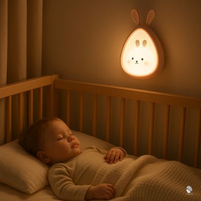 veilleuse murale bébé night lapin rose sommeil réparateur